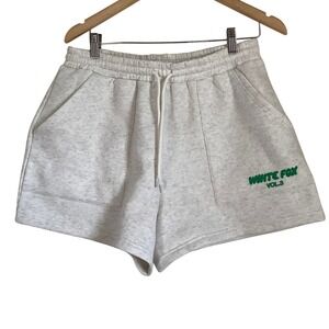 White Fox Vol 3 Grey Marle Sweat Shorts Green Puff Print Athleisure Women Small